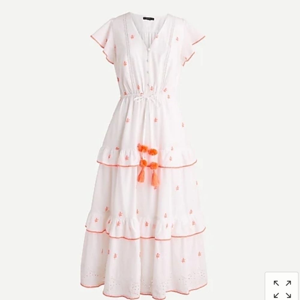 J Crew Tall embroidered midi dress AK252